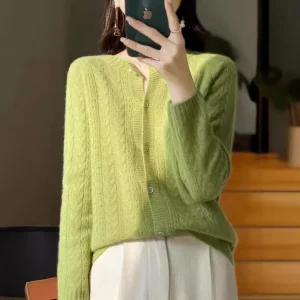 Women's Wool Cardigan Heavy Work Twist Single-Breasted Low round Neck Niche High-Grade Skin-Friendly Soft Coat - AliExpress Sweaters&Jumpers
