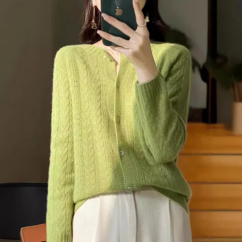Women's Wool Cardigan Heavy Work Twist Single-Breasted Low round Neck Niche High-Grade Skin-Friendly Soft Coat - AliExpress Sweaters&Jumpers
