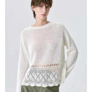Lace Knitted Loose Women's Top Silk And Paper Yarn Hollow out Design Breathable Comfortable Casual Sle Long Sve T - AliExpress Sweaters&Jumpers