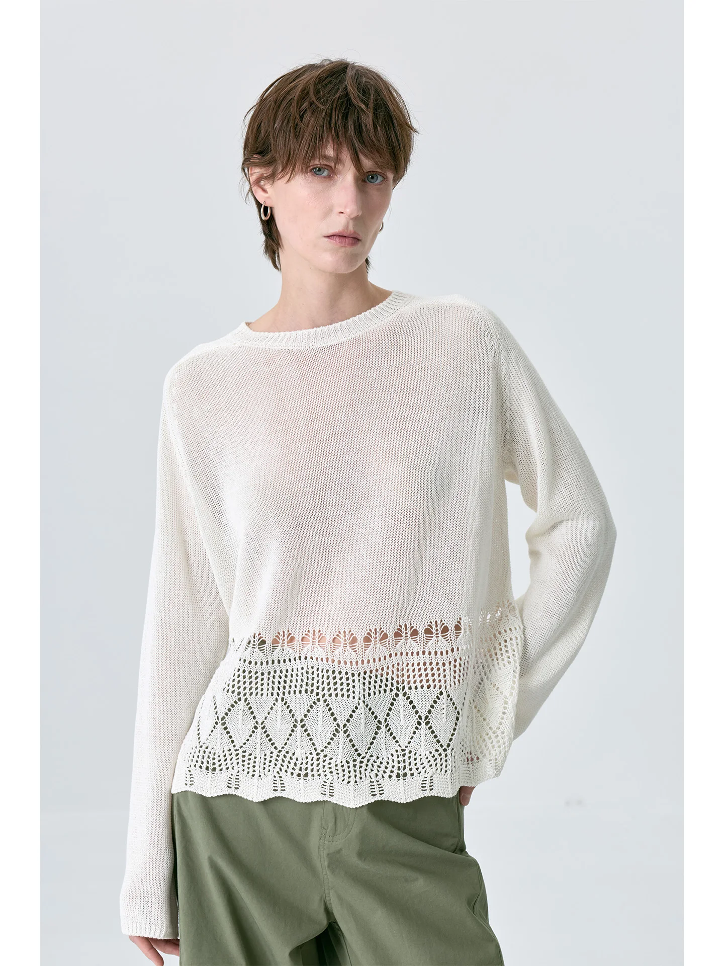 Lace Knitted Loose Women's Top Silk And Paper Yarn Hollow out Design Breathable Comfortable Casual Sle Long Sve T - AliExpress Sweaters&Jumpers