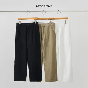Men's Pure Cotton Straight Leg Casual Pants Autumn High-End Sensation Versatile Trendy Loose White Long Trousers - AliExpress Pants