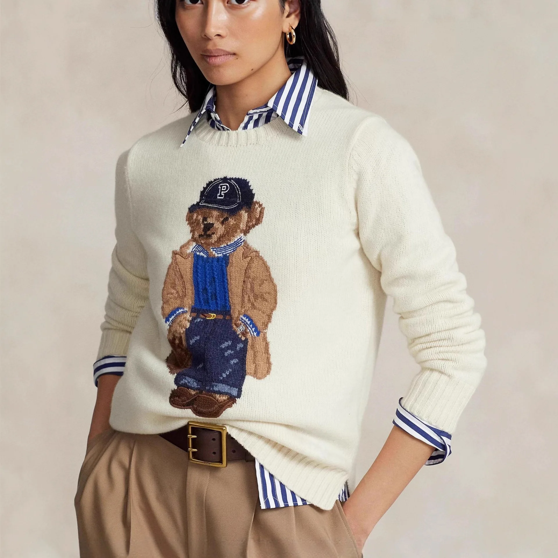 Classic Knitwear Handmade Bear Embroidery Floral Silk Versatile Knitted Sweater for Women Commute Sle Loose Fit Mid-Thi - AliExpress Sweaters&Jumpers