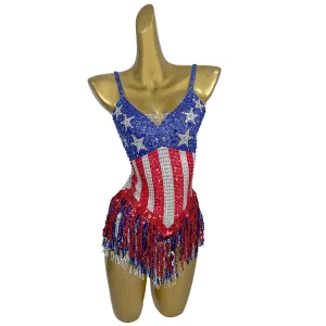 Sexy American Flag Crystal Tassel Stage Performance Jumpsuit Live House Cheerleaders Music Festival Outfit Women Dancer Bodysuit - AliExpress Jumpsuits&Rompers