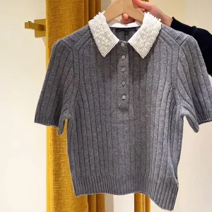 Heidd ey Pearl Collar ort Sve Wool Knitted Sweater Removable Faionable Women's Pullover Polyester Fiber Button Detail - AliExpress Sweaters&Jumpers
