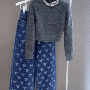 Luxury Women's Winter Knitted Sweater Diamond Embellished Commute Style Regular Fit Long Sleeve Short Length Diamond Sweater - AliExpress Sweaters&Jumpers
