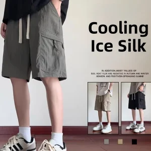 Ice Silk Workwear orts Men's Summer Trendy American High Street Five-Point Casual Loose Mountain Outdoor Sports Pants - AliExpress Pants