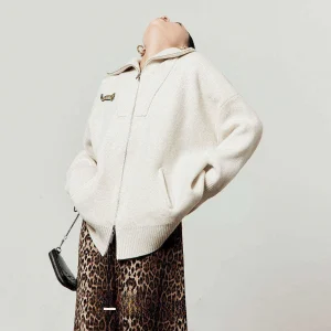 Loose Knitted Sweater Women's Moccasin Color Lapel Cardigan Coat Warm Thiened Long Sve Autumn Winter Faion Commute Sle - AliExpress Sweaters&Jumpers