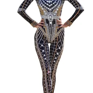 Fashion Nightclub Dancer Pole Dancing Stage Costumes Acrobatic Women Jumpsuit Shining Rhinestones Showgirl Performance Costumes - AliExpress Jumpsuits&Rompers