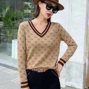Autumn Winter Briti Sle Women's Striped Woolen Sweater Casual Versatile V-Ne Long Sve Faionable Knitted Top - AliExpress Sweaters&Jumpers