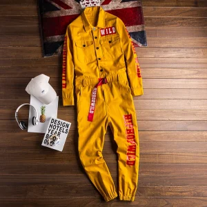 Yellow Dance Suit Jumpsuit with Ankle Straps for Men And Women Bar Night Club KTV New Year Performance Costume Casual Pants - AliExpress Pants