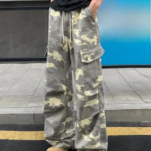 PaulFrank American Workwear Camouflage Pants Men's Spring 2026 Loose Straight Casual Sports Trousers Wide Leg Pocket mid Waist - AliExpress Pants