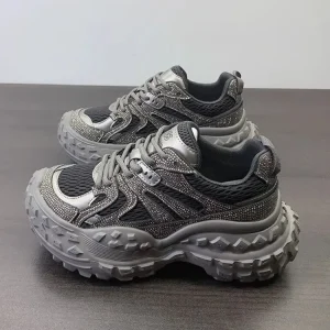 Thick Bottom Diamonds Women Sport Shoes Patchwork Mesh New Spring Summer Breathable Running Trainers Lace Up Platform Sneakers - AliExpress Sneakers