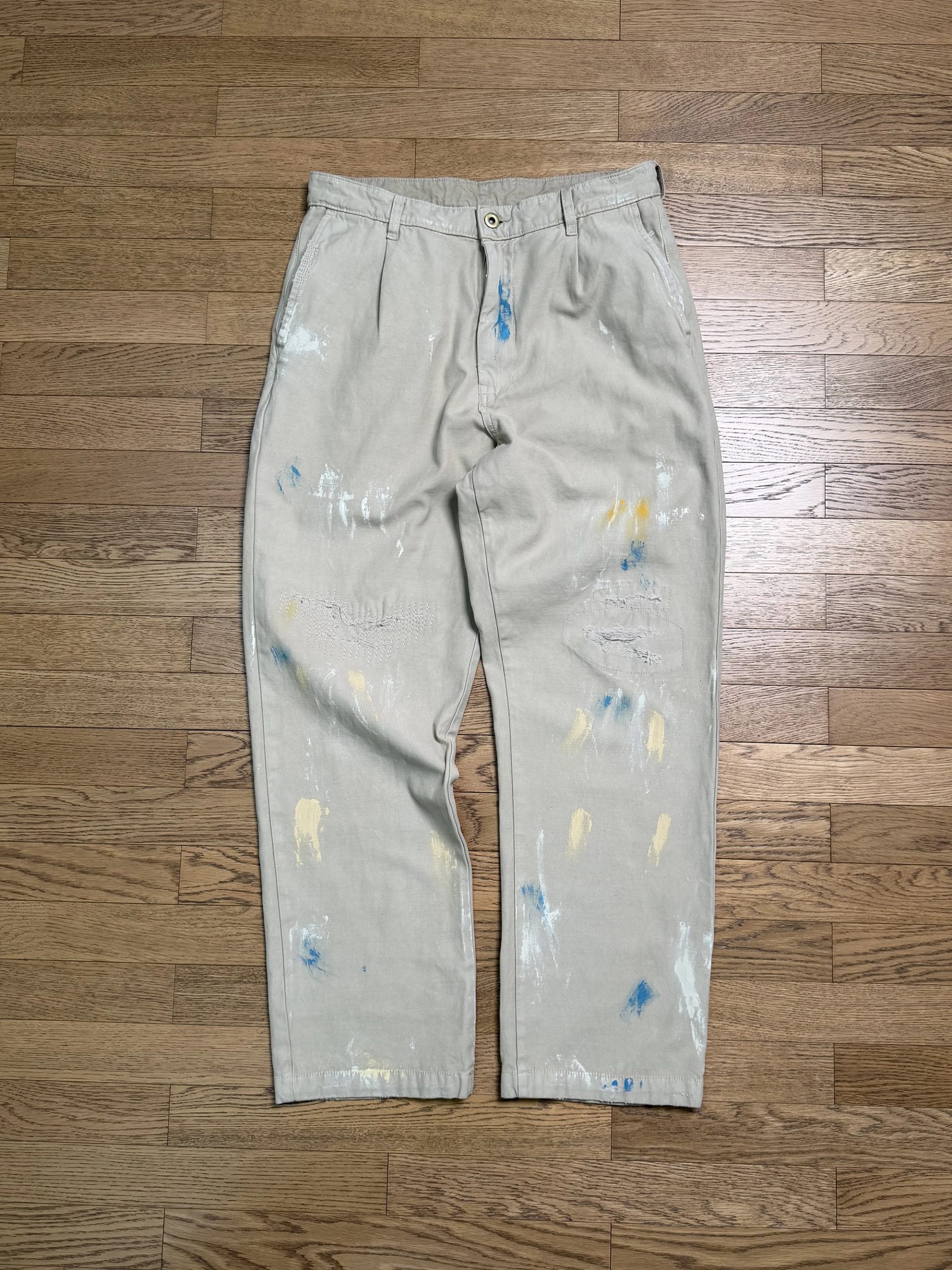 Hand-Painted Splatter Ink Casual Pants Oil Stain Waed Vintage Patchwork Long Trousers Straight Leg Cotton Comfortable Fit - AliExpress Pants