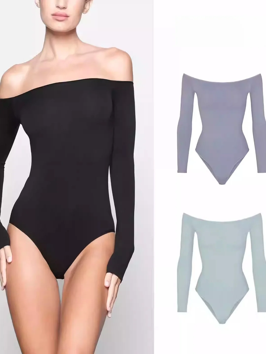 Kardaian oulder-baring Long Sve T-irt Base Layer One-piece Wrap-around Body Bamboo Fiber Low Waist Commute Sle - AliExpress Jumpsuits&Rompers