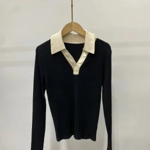 MaSandeS Women's Slim Fit Knitted Top Color Blo Collar Long Sve  Ne Spring 2024 Faion Casual Sle Knitwear - AliExpress Sweaters&Jumpers