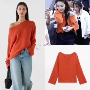 Zhang Ruolan 2025 Autumn New Lazy Style Shoulder Bared Lightweight Long Sleeve Knitted Top Loose Fit Cotton Bamboo Fabric - AliExpress Sweaters&Jumpers