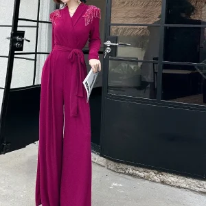 Spring 2025 High Waist V-Ne Women's Rer Faionable Luxury Sensation Heavy Embroidery Slimming Personali Long Pants - AliExpress Jumpsuits&Rompers