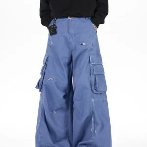 American Sle Patchwork Wide Leg Workwear Pants Men's Vintage Trendy Loose Casual Pants Youth Wear All Seasons - AliExpress Pants