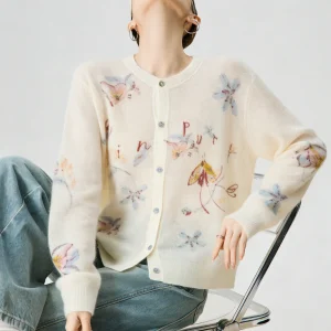 Spring New Floral Print Thin Knitted Sweater Cardigan Women's Korean Sle Top Casual Long Sve round Ne irt - AliExpress Sweaters&Jumpers