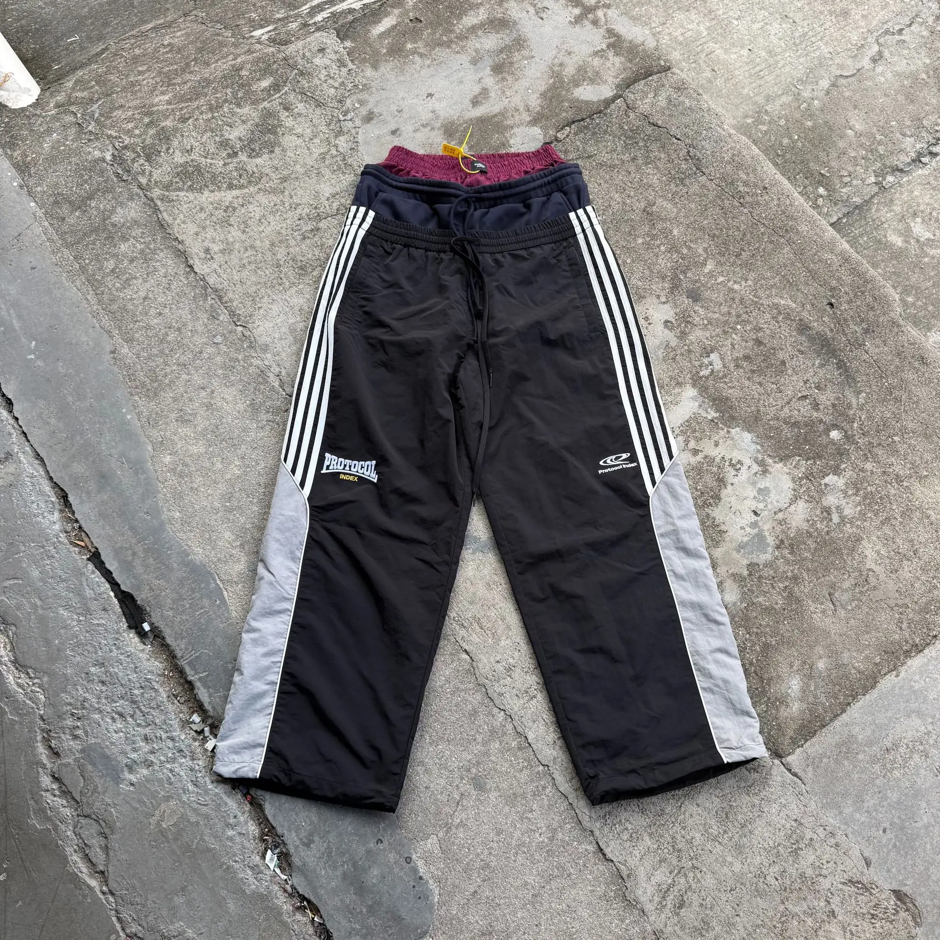 Protocol Index Act Spliced Three-Piece Nylon Striped Jogging Pants - Pants - Trendy Brand - AliExpress Pants