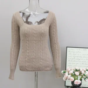 Tokyo Velvet Doll Feel Square Collar Sweater Slim Fit Inner Knitted Women's Faion Commute Sle Long Sve Thermal Wear - AliExpress Sweaters&Jumpers
