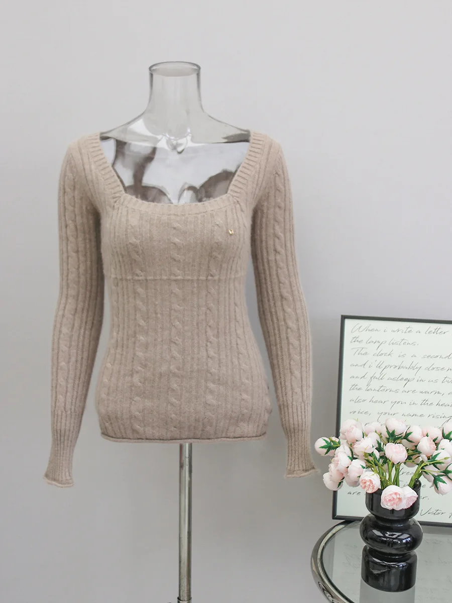 Tokyo Velvet Doll Feel Square Collar Sweater Slim Fit Inner Knitted Women's Faion Commute Sle Long Sve Thermal Wear - AliExpress Sweaters&Jumpers