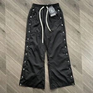 Waxed Nylon Button Pants High Street Straight Leg Men's Loose Fit Long Pants Autumn Casual Youthful Sle Long Trousers - AliExpress Pants