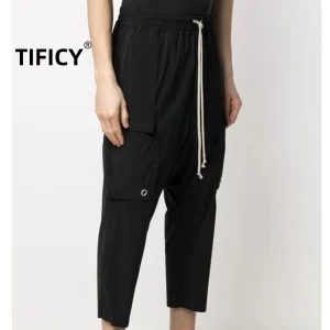 High Street Cotton Dark Rick RO Men's Double Pocket Loose Harun Middle Pants 25RO Hanging Crotch Cross Casual Pants - AliExpress Pants