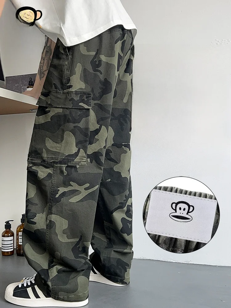 PaulFrank Men's Camouflage Work Pants Loose Wide Leg Casual Trousers High Street Style Retro Spring Fashion Youth Cotton Blend - AliExpress Pants