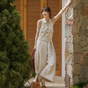 VIMIE Spring Summer Casual Wide Leg Pants Women's Svel All-Match Pure Color Cotton Linen Overalls Loose Fit Trousers - AliExpress Jumpsuits&Rompers