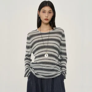 Loose Long Sve Striped Knitted Sweater Silk Wool Casual Sle Women's Faion Spring Autumn Comfortable Breathable Top - AliExpress Sweaters&Jumpers