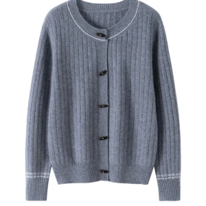 Chic Autumn Winter 100% Cashmere Women's Goat Horn Button Cashmere Sweater Soft Casual New Tops O-Neck Preppy Style Knit Sweater - AliExpress Sweaters&Jumpers