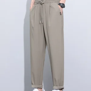 Mark Fairwe Men's Pure Color Casual Pants Qui Dry Spor Straight Leg mid Waist Trousers for Daily Wear Spring Summer - AliExpress Pants