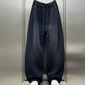 Fce Lined Wide Leg Men's Casual Pants Straight Cut Sports Sweatpants Loose Fit Autumn Winter Faion Trend - AliExpress Pants