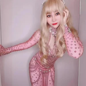 Luxury Crystals Stretch Pink Jumpsuits Nightclub Party Prom Ds Dance Leotard Showgirl Costumes Celebrate Birthday Wear Cute - AliExpress Jumpsuits&Rompers