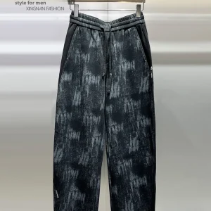 Men's Winter Faion Thiened Fce Lined Casual Pants Dyed Tied Loose Drapey High End Sle Straight Leg Cotton Polyester - AliExpress Pants