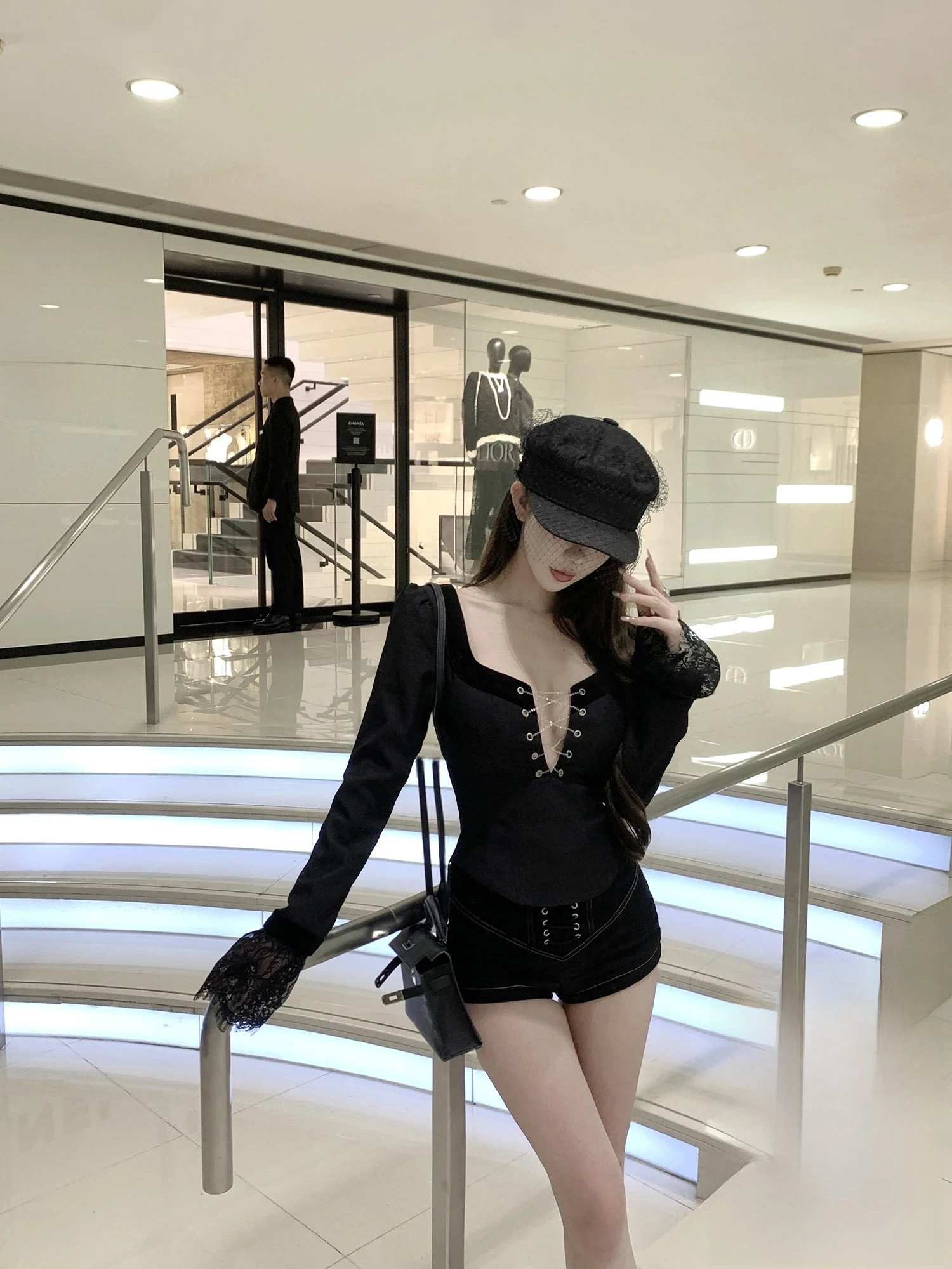 Kubiliv Sexy Velvet And Metal Chain Patchwork Knitwear Top Cross Design Commute Sle Fitted Long Sve for Young Women - AliExpress Sweaters&Jumpers