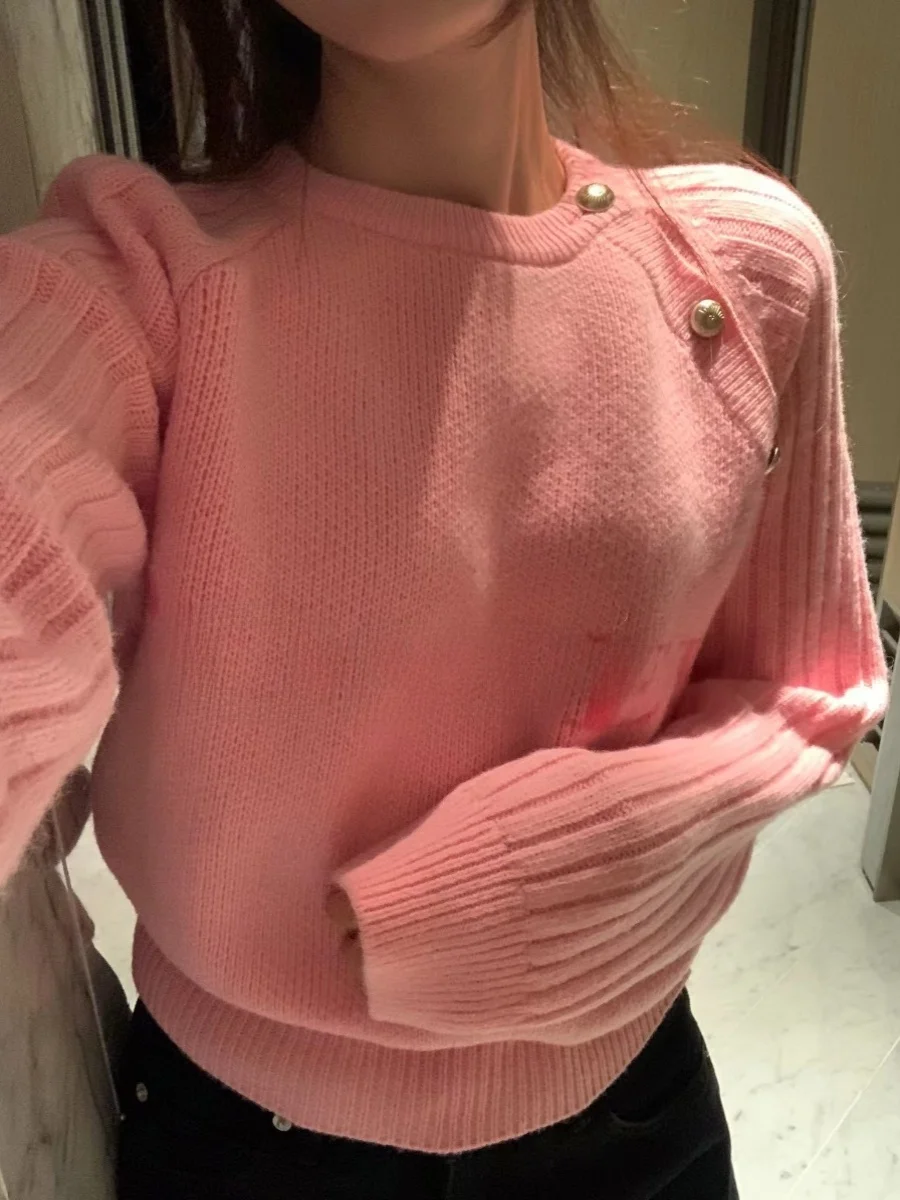 Smoid Sweet Sle Knitted Sweater Women's Overhead oulder Button Embroidered Letter Young-looking Cute Faionable - AliExpress Sweaters&Jumpers