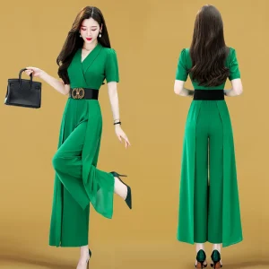 2026 Summer New Sle Slimming High-Quali Women's One-Piece Pantsuit in Chiffon Wide-Leg Design Faionable Commute Wear - AliExpress Jumpsuits&Rompers