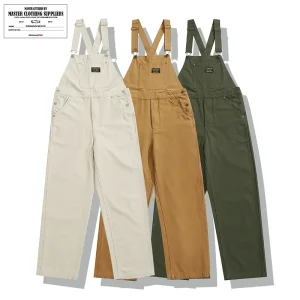 OKONKWO canvas Japanese work overalls suspenders work pants men and women couples Ami Khaki jumpsuit - AliExpress Pants