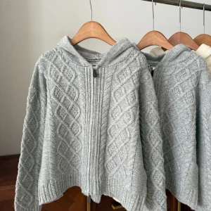 Spring 2026 Elegant Pure Color Knitted Hat Sweater Women's Zipper Cardigan Warm Winter Long Sleeve Regular Length Hoodie - AliExpress Sweaters&Jumpers