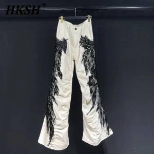 HKSH Spring Summer New Man Punk Dark Techwear Retro Original Design Fashion Casual Pleated Straight Wide Leg Flare Pants HK5118 - AliExpress Pants