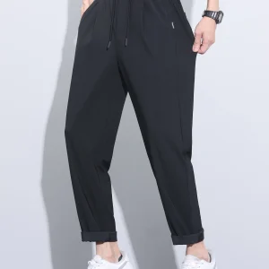 Mark Fairwe Men's High Elastic Cool Feeling Nine Points Casual Pants Summer Trendy Lightweight Qui Dry Sports Long Trousers - AliExpress Pants