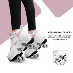 Women's High Top 4 Wheel Speed Roller Shoes Unisex Automatic Pop-up Sneakers With Wheels Dual-purpose Skating Casual Shoes - AliExpress Sneakers