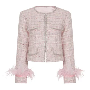 2641 Spring And Autumn New Style Fashionable Temperament Ladies Feather Heavy Duty Nail Diamond Top Cardigan Coat Women - AliExpress Sweaters&Jumpers