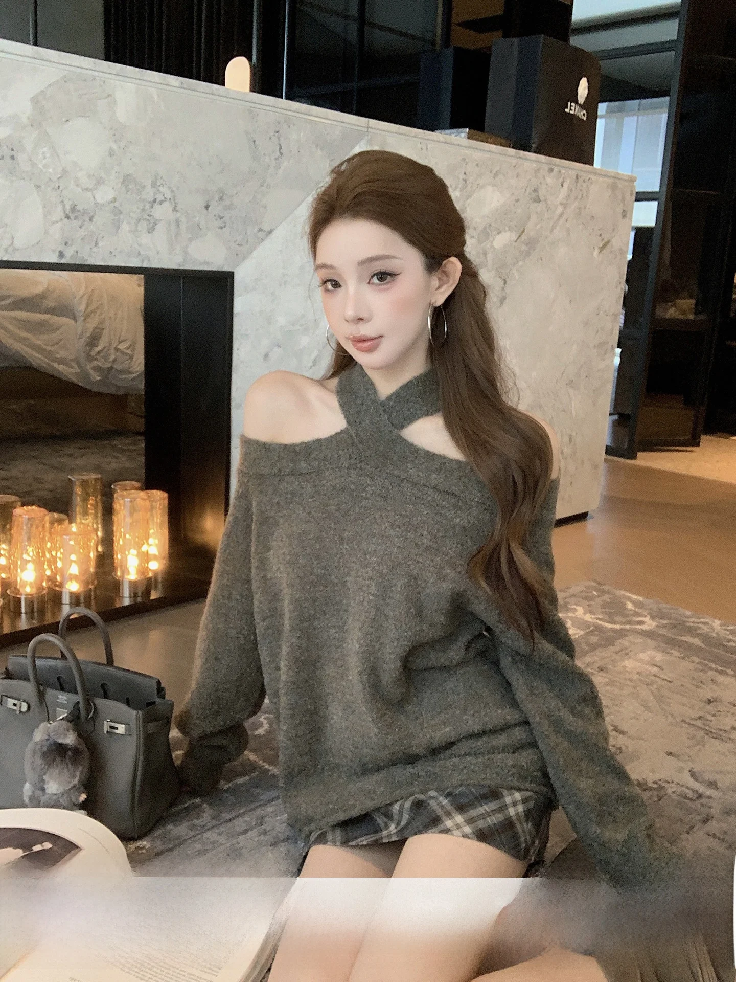 oulder Bared Loose Knitted Sweater Women's Faion Spring New Sle Casual Comfortable Ne Hanging One oulder Design - AliExpress Sweaters&Jumpers
