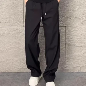 High-End Men's Casual Pants Draped Knife Loose Wide Leg Trousers Comfortable Elastic Waist Autumn Winter Faion - AliExpress Pants