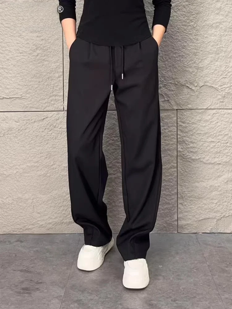High-End Men's Casual Pants Draped Knife Loose Wide Leg Trousers Comfortable Elastic Waist Autumn Winter Faion - AliExpress Pants
