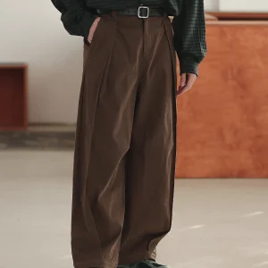 Noears Spring Vintage Brown Loose Wide Leg Pants Men's Casual Cotton Workwear High Street Loose Fit Trousers for Men And Women - AliExpress Pants