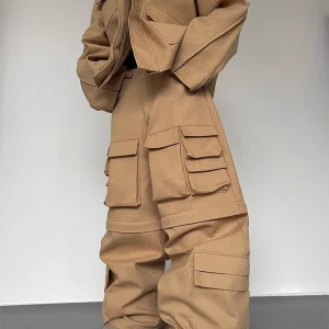 Mauroicardi Autumn Cool Khaki Wide Leg Cargo Pants for Mens Many Pockets Streetwear Clothing Fashion Loose Casual Trousers 2024 - AliExpress Pants